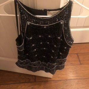 Patell boutique silk beaded top sz L